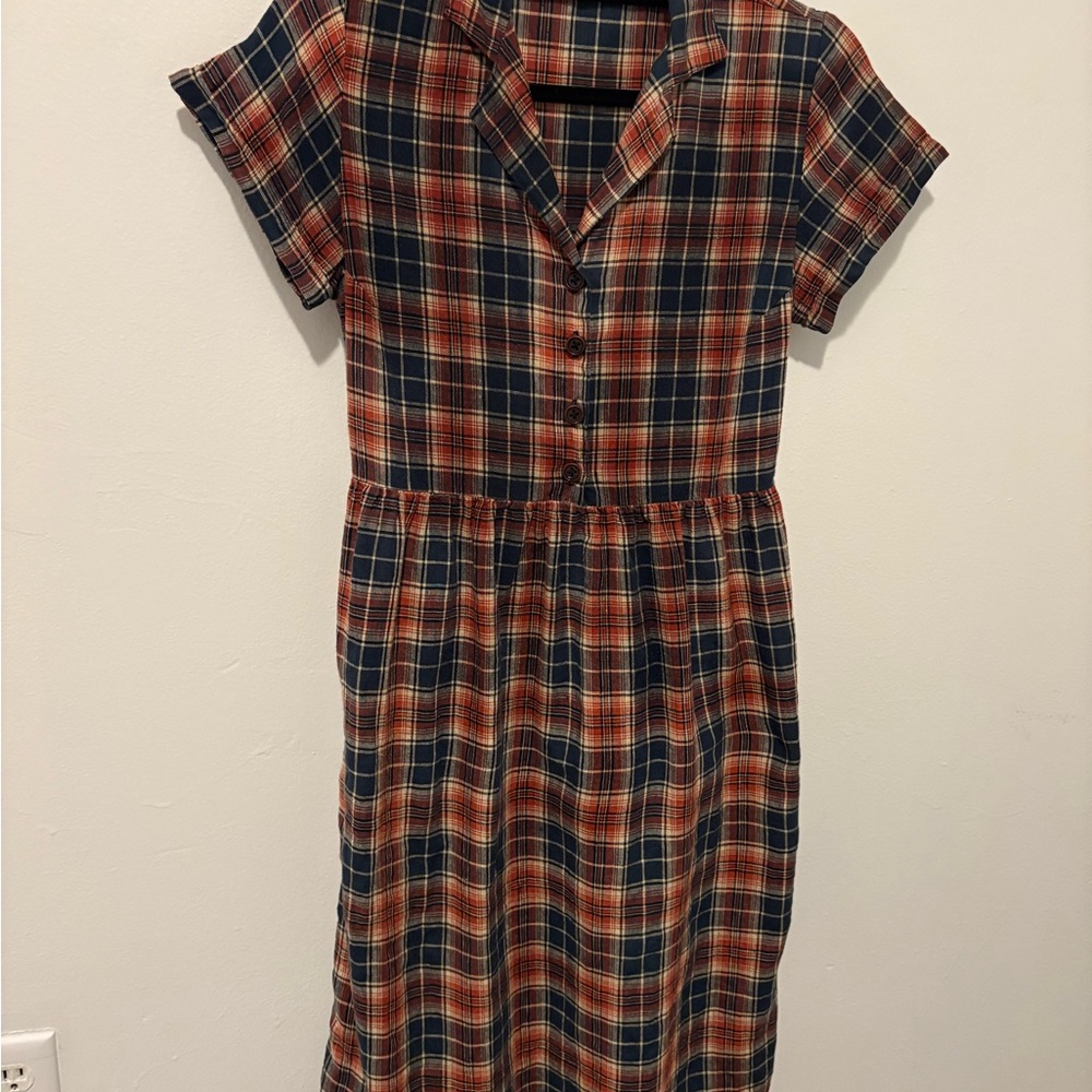 Pyne & Smith Model No. 30 Linen Plaid Button-Up Dress